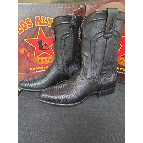 Los Altos Genuine BLACK Teju Lizard Roper WESTERN Boot Round Toe D 69Z0705 US13 main image 5